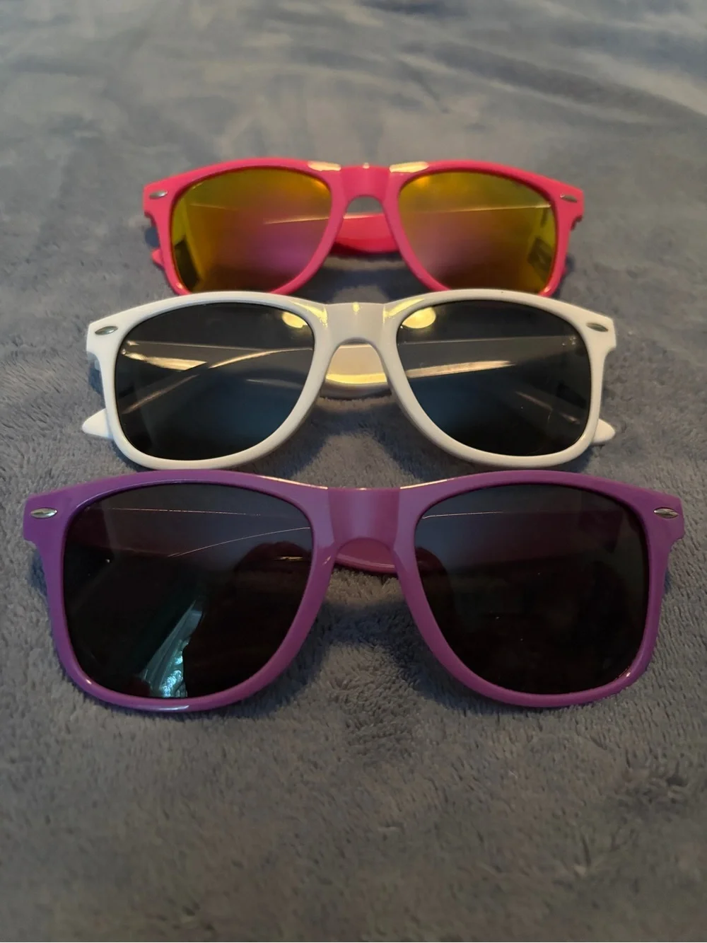 Set of 3 Wayfarer-Style Sunglasses - Pink, White, Purple